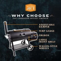 Oklahoma Joe's Longhorn Charcoal/Wood Offset Smoker Black -Grill Masters Outlet 2663ec4b 37f6 410f 8a88 fccfd0099a9f