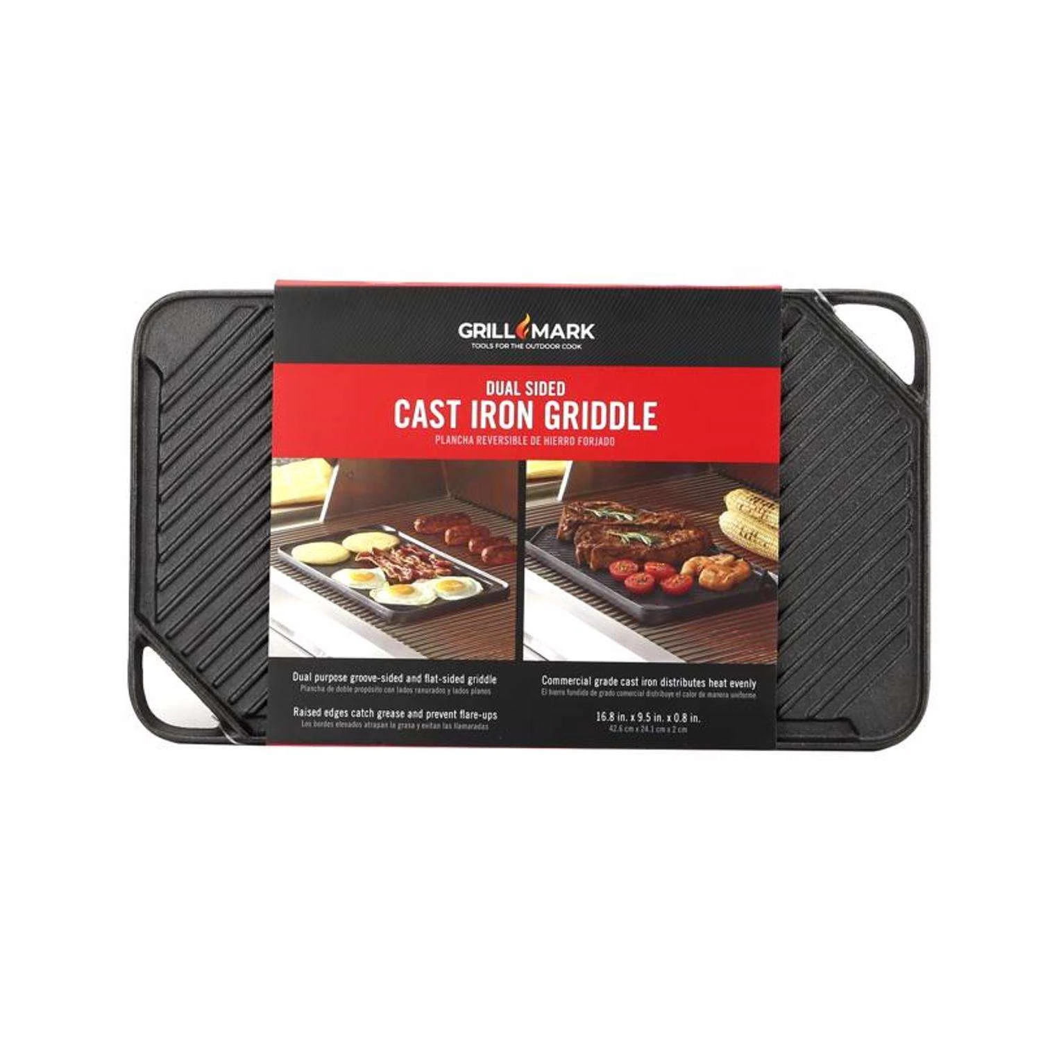 Grill Mark Cast Iron Griddle 16.75 In. L X 9.5 In. W 1 Pk 3 Grill Mark Cast Iron Griddle 16.75 In. L X 9.5 In. W 1 Pk