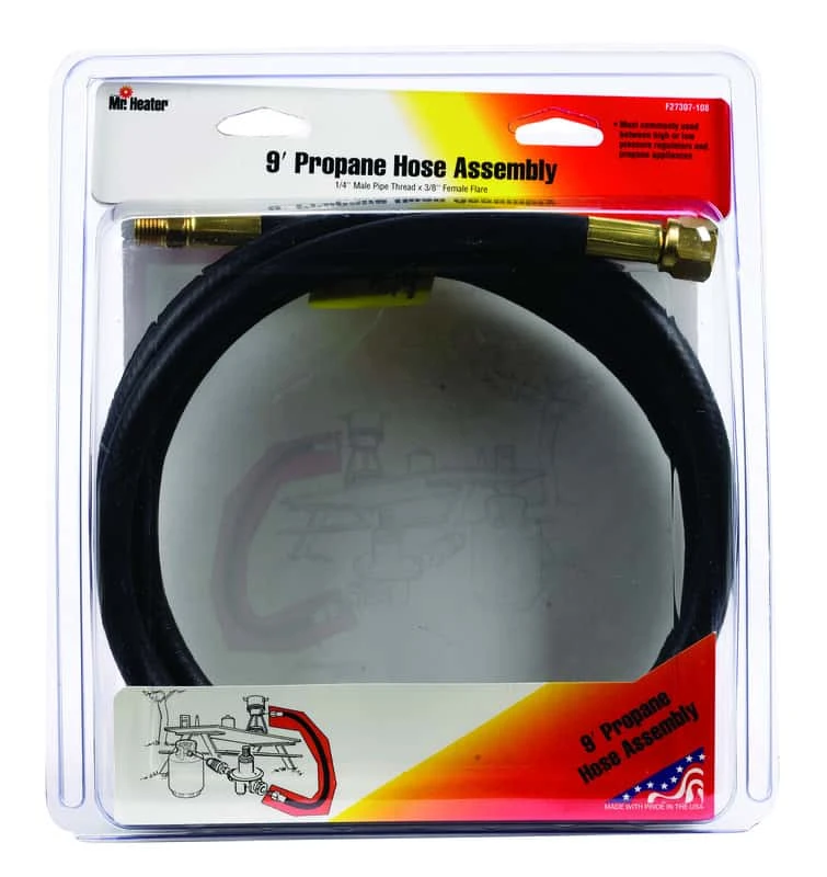 Mr. Heater 3/8 In. D X 1/4 In. D X 9 Ft. L Brass/Plastic Hose Assembly 3 Mr. Heater 3/8 In. D X 1/4 In. D X 9 Ft. L Brass/Plastic Hose Assembly