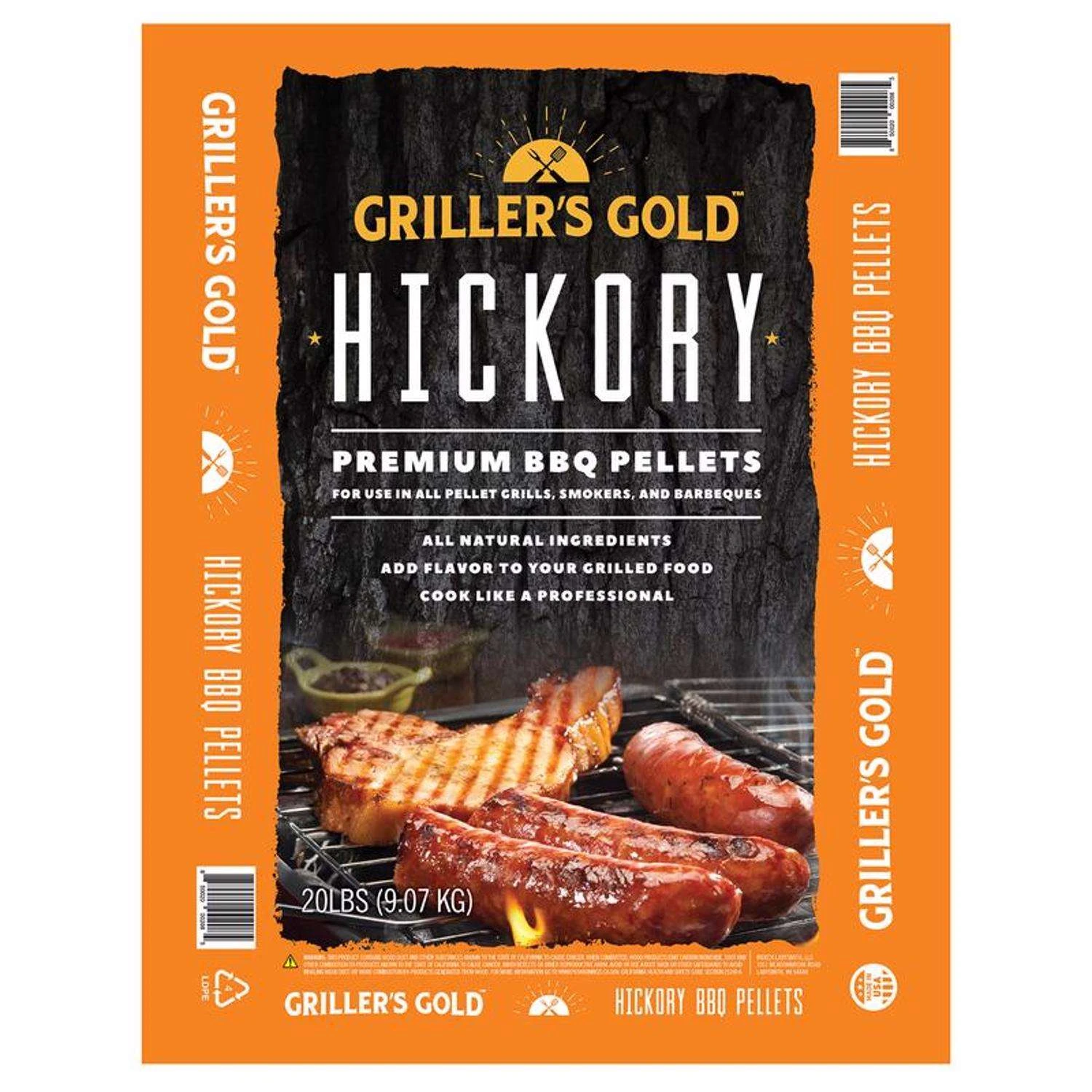 Griller's Gold All Natural Hickory BBQ Wood Pellet 20 Lb 3 Griller's Gold All Natural Hickory BBQ Wood Pellet 20 Lb