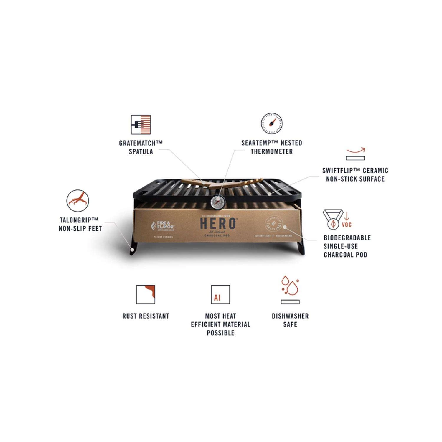 Fire & Flavor Hero Charcoal Grill Black 8 Fire & Flavor Hero Charcoal Grill Black - Image 6