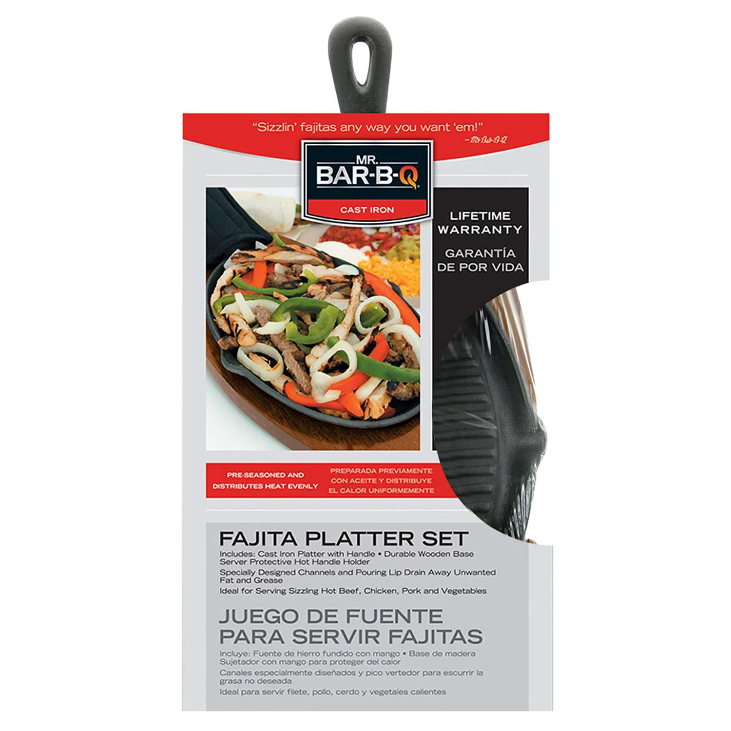 Mr. Bar-B-Q Cast Iron Fajita Platter Set 1 Pk 3 Mr. Bar-B-Q Cast Iron Fajita Platter Set 1 Pk