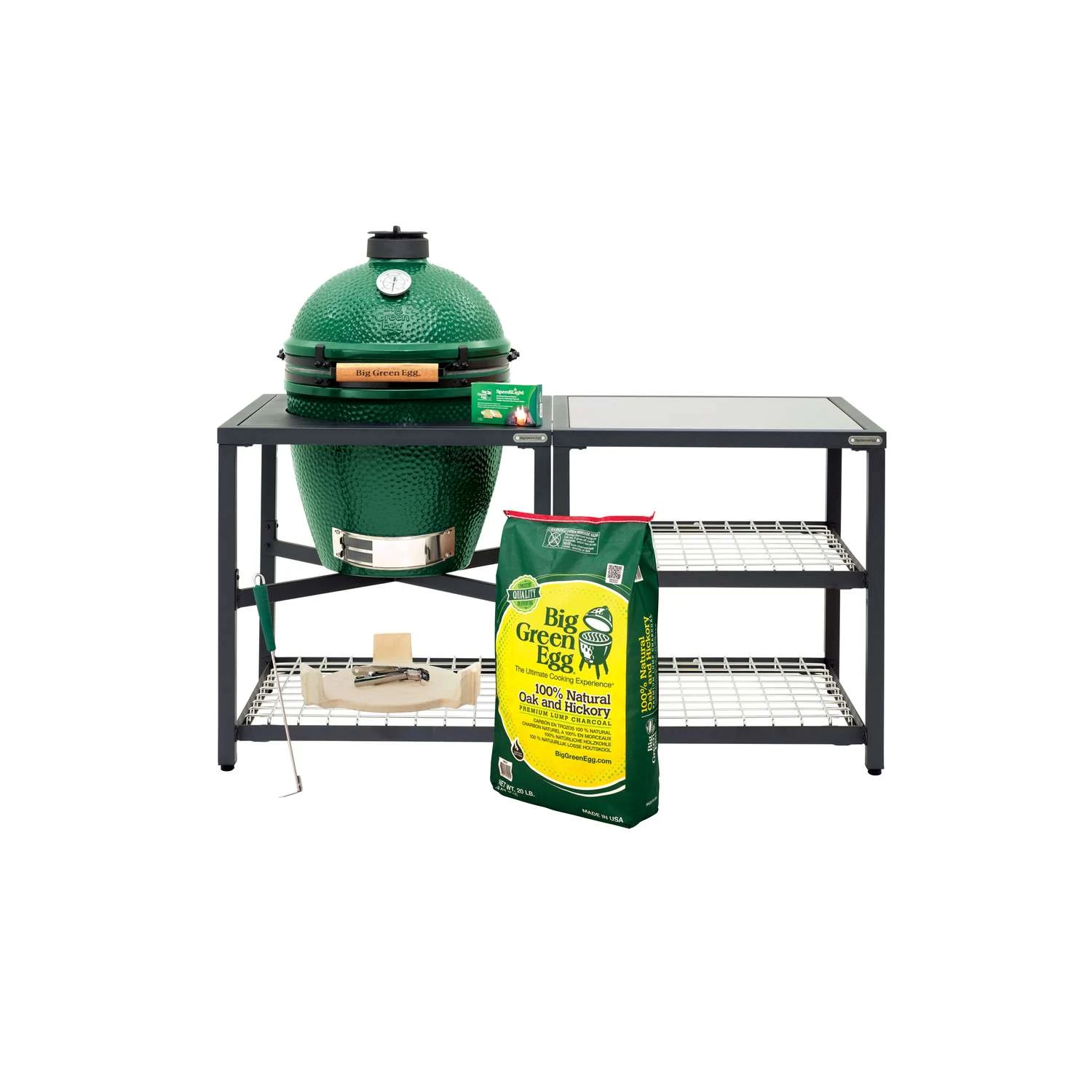 Big Green Egg 18.25 In. Large EGG Package With Modular Nest And Side Table With SS Inserts Charcoal 3 Big Green Egg 18.25 In. Large EGG Package With Modular Nest And Side Table With SS Inserts Charcoal