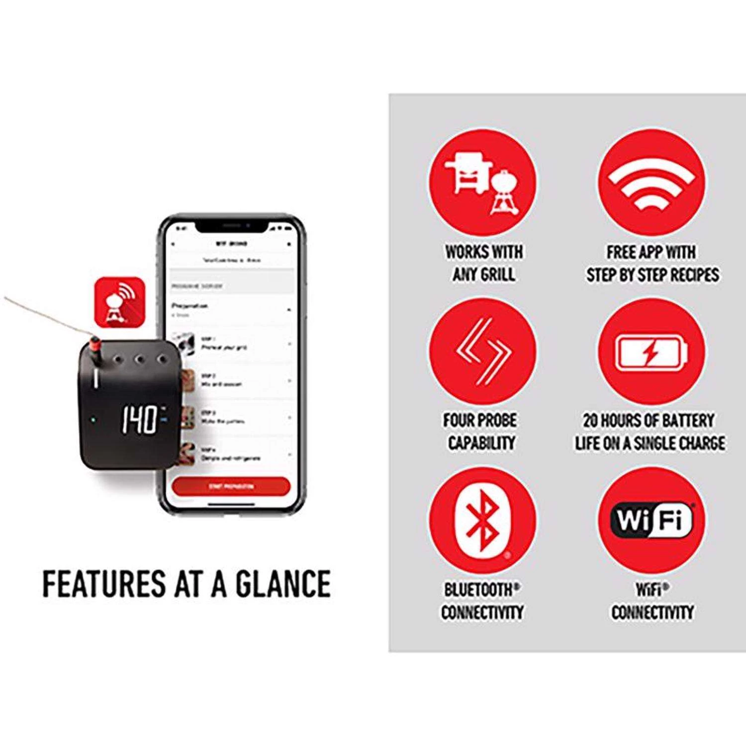 Weber Connect Digital WiFi Enabled Bluetooth Enabled Grill/Meat Thermometer 6 Weber Connect Digital WiFi Enabled Bluetooth Enabled Grill/Meat Thermometer - Image 4