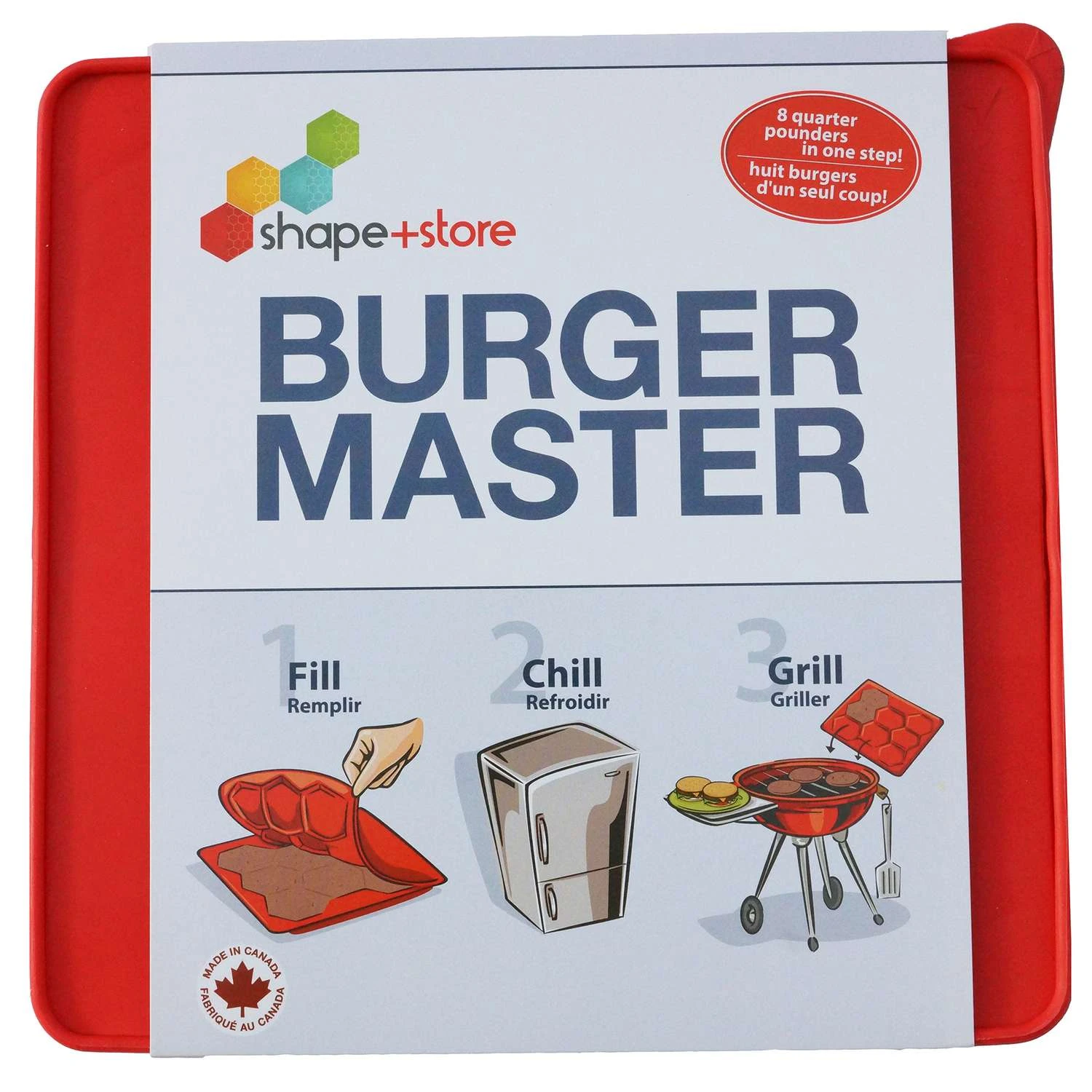 Shape+Store Red Plastic Burger Press 32 Oz 4 Shape+Store Red Plastic Burger Press 32 Oz - Image 2