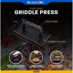 Razor Cast Iron Grill Press 11.6 In. L X 8.78 In. W 1 Pk -Grill Masters Outlet a0a4a92a 8e5b 47fc 9d2a be4153615f6a