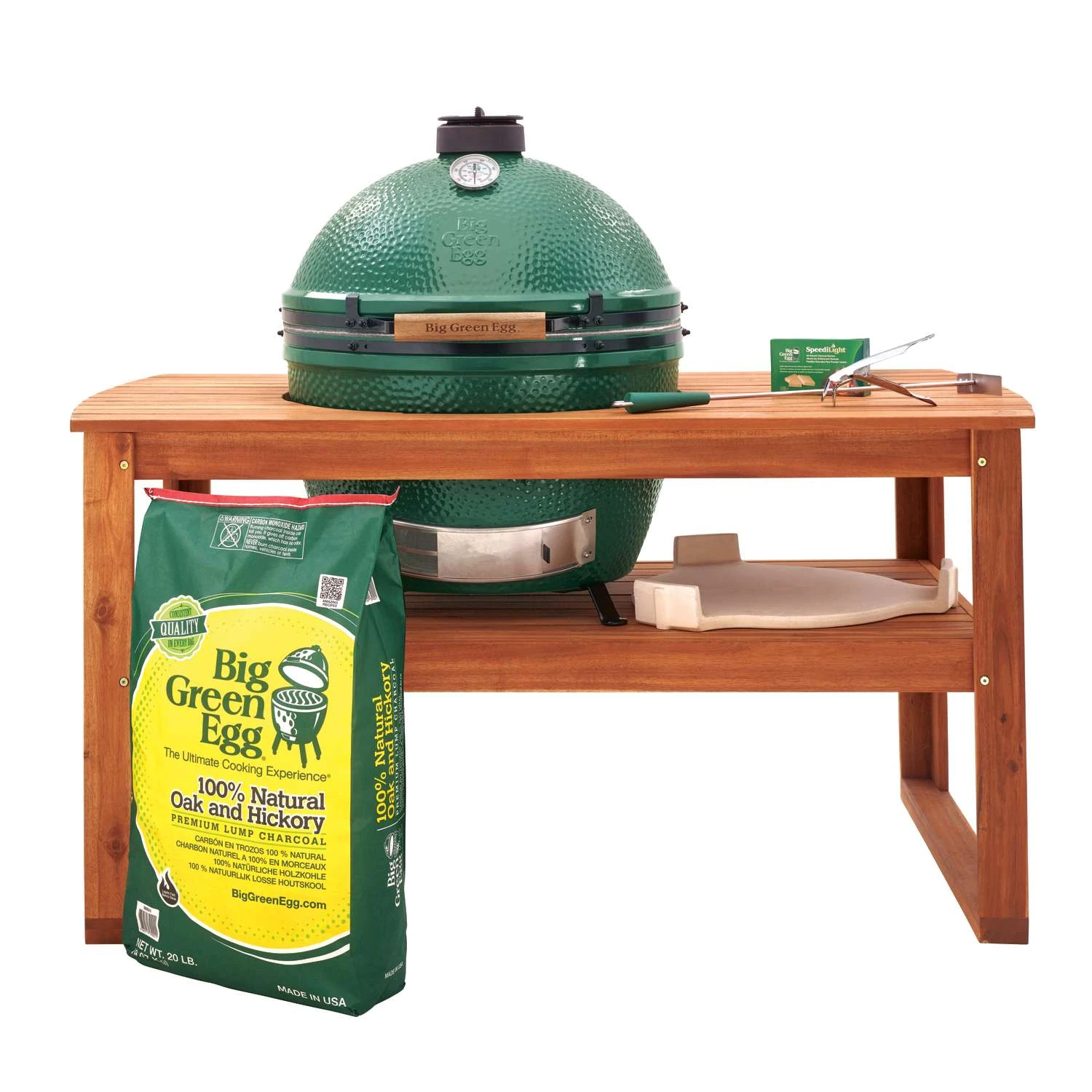 Big Green Egg 24 In. XLarge EGG Package With Acacia Table Charcoal Kamado Grill And Smoker Green 3 Big Green Egg 24 In. XLarge EGG Package With Acacia Table Charcoal Kamado Grill And Smoker Green