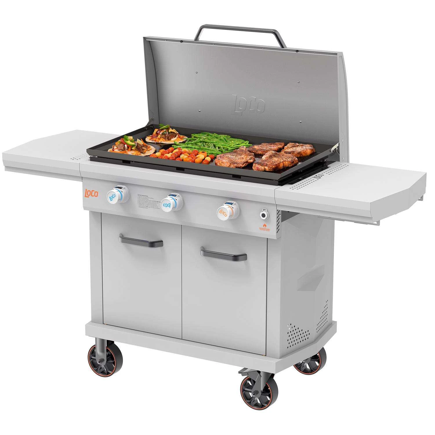 LoCo 3 Burner Liquid Propane Outdoor Griddle With Hood Gray 3 LoCo 3 Burner Liquid Propane Outdoor Griddle With Hood Gray