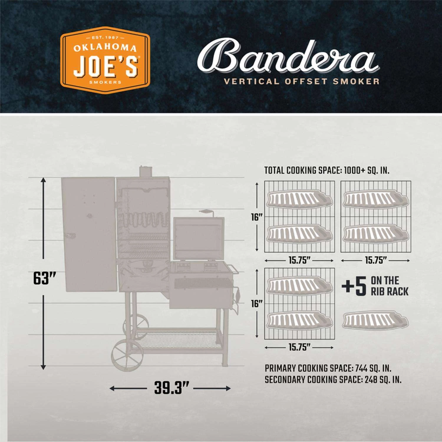 Oklahoma Joe's Bandera Charcoal Vertical Smoker Black 9 Oklahoma Joe's Bandera Charcoal Vertical Smoker Black - Image 7