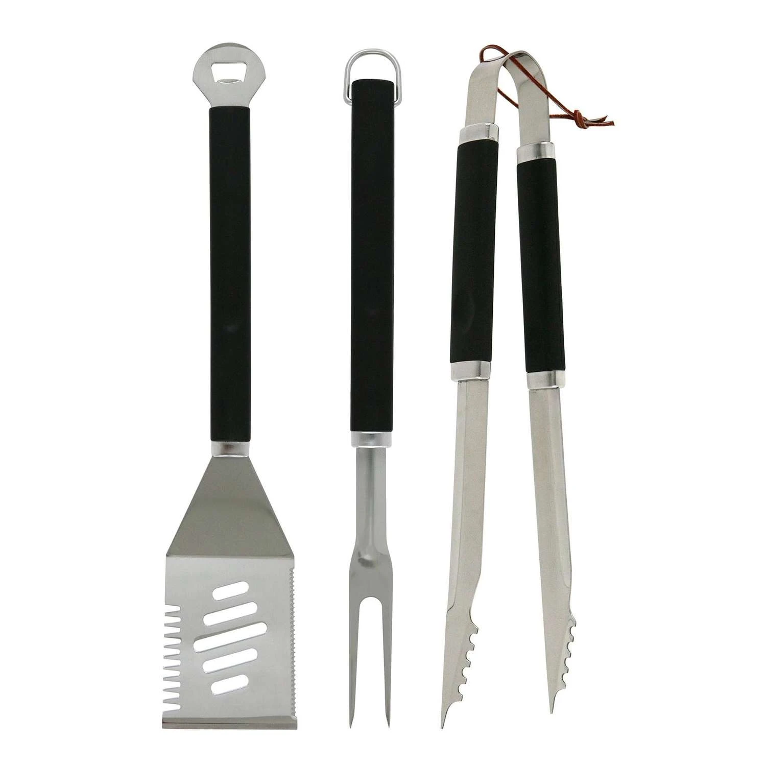 Mr. Bar-B-Q Stainless Steel Black/Silver Grill Tool Set 3 Pc 4 Mr. Bar-B-Q Stainless Steel Black/Silver Grill Tool Set 3 Pc - Image 2