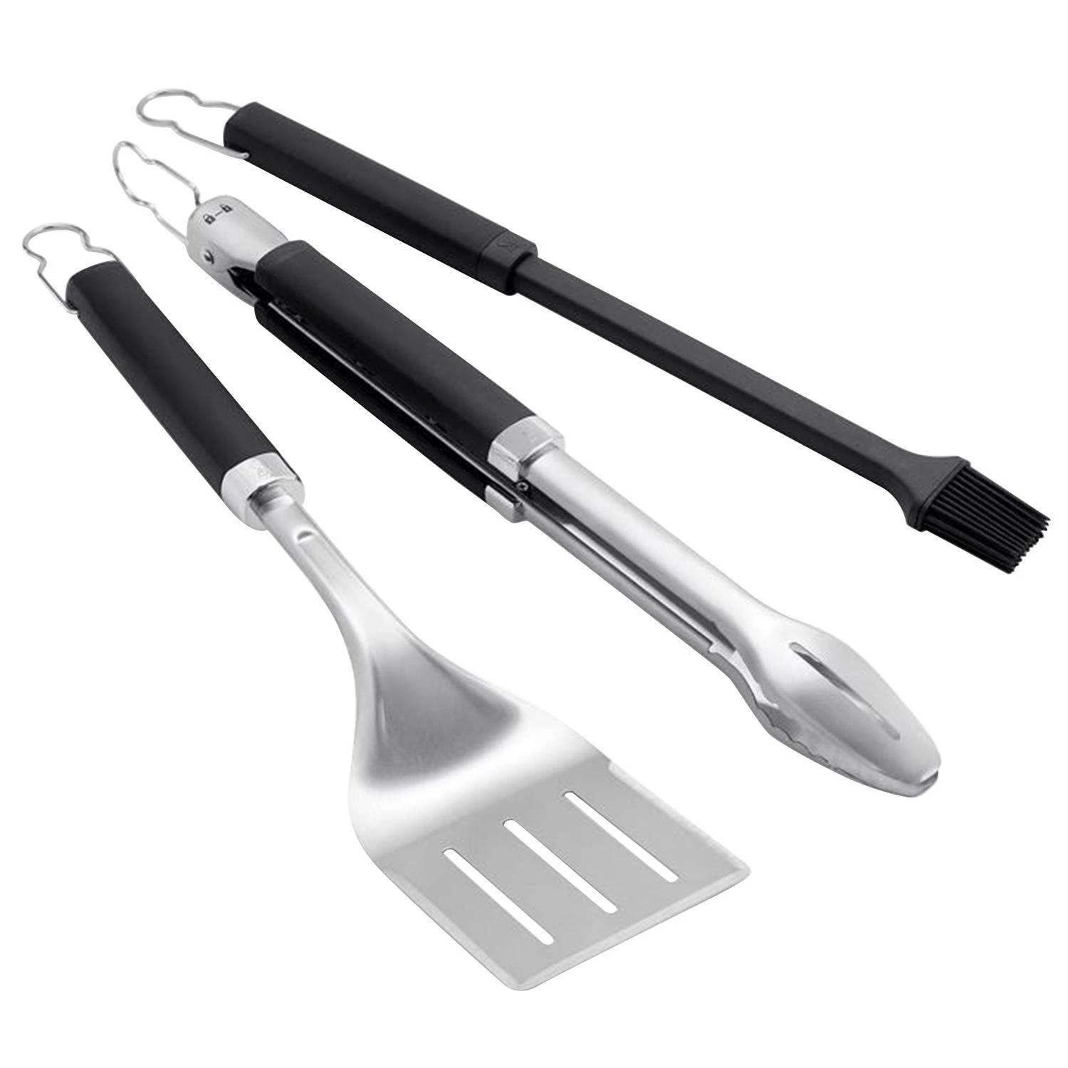Weber Precision Stainless Steel Black/Silver Grill Tool Set 3 Pc 3 Weber Precision Stainless Steel Black/Silver Grill Tool Set 3 Pc