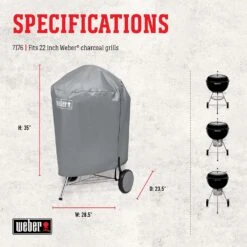 Weber Gray Grill Cover For 22in Charcoal Grills Excluding Performer Grills -Grill Masters Outlet d4727b42 8a43 431c ac8c a3ffc4d68918