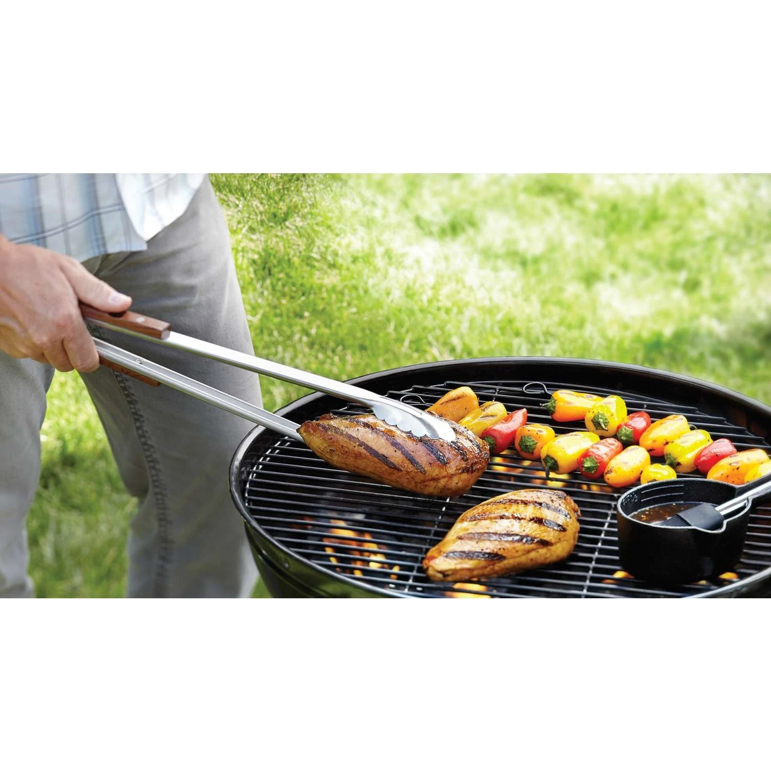 Outset Jackson Stainless Steel Brown/Silver Grill Tongs 1 Pc 4 Outset Jackson Stainless Steel Brown/Silver Grill Tongs 1 Pc - Image 2